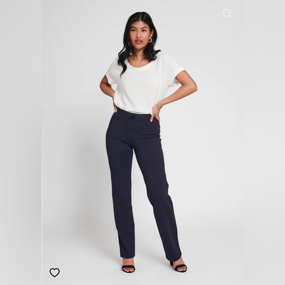 Betabrand Classic Dress Pant Yoga Pant Straight Navy Blue Medium Petite